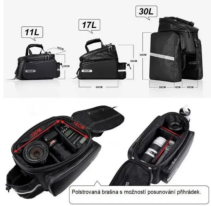 Rhinowalk brašna na kolo pod sedlo na nosič RK6100B 30L černá