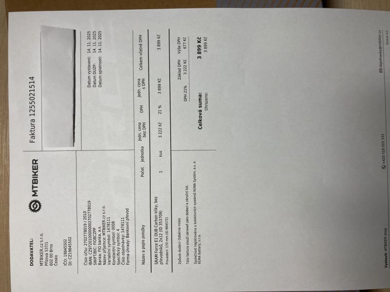 Nové Kliky SRAM Force E1 DUB Carbon kliky 170 mm