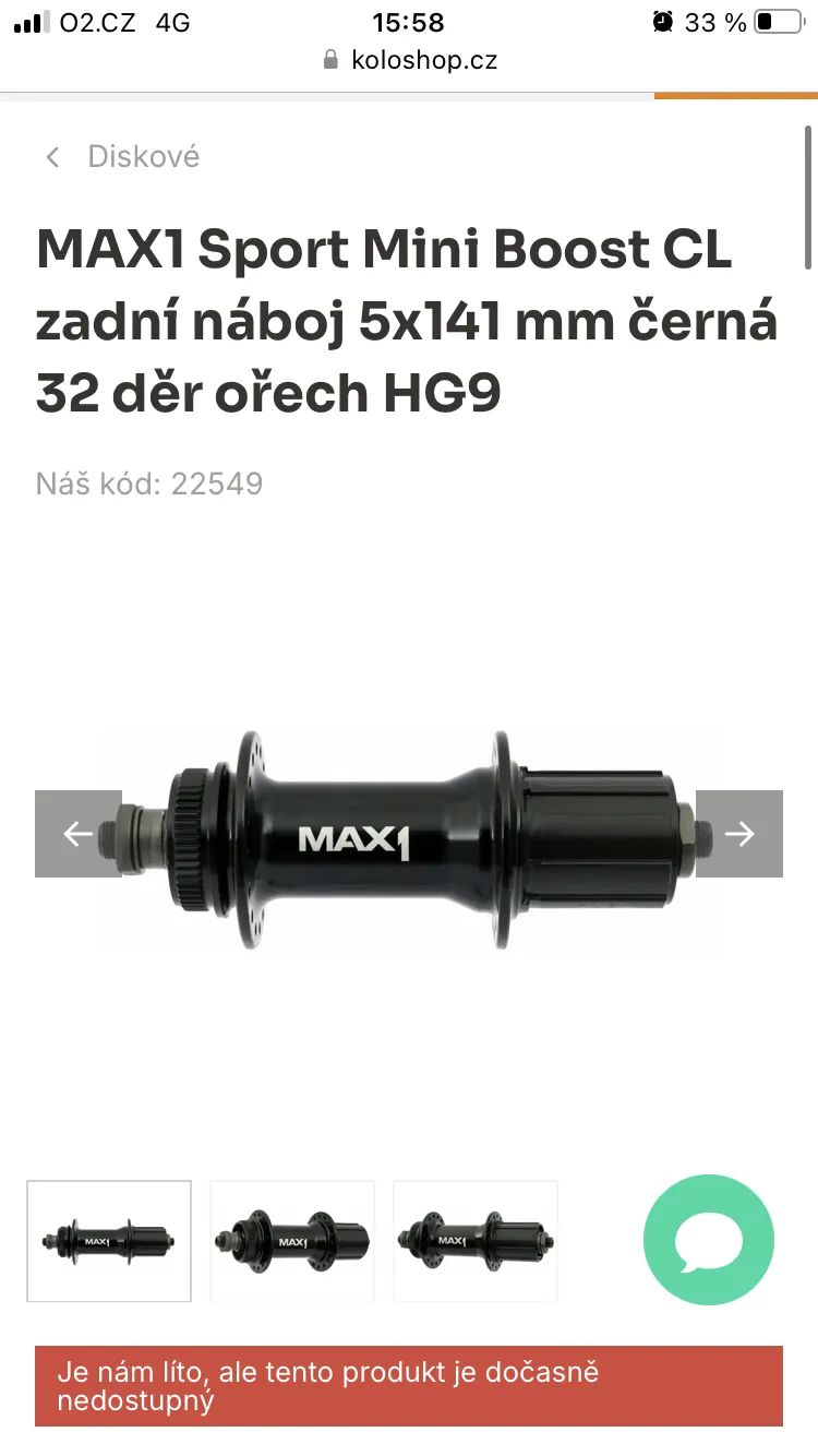 MAX1 Boost CL zadní náboj 5x141 mm 