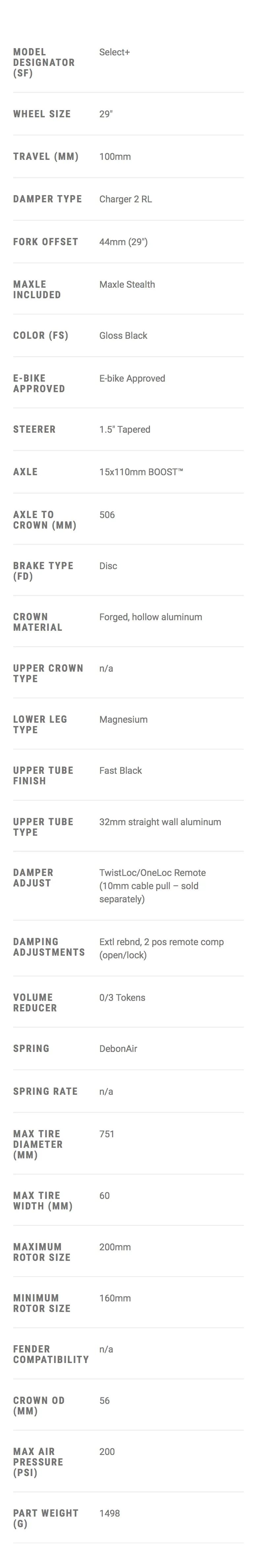 Rock Shox Sid SL Select+ Charger 2 RL + páčka OneLoc