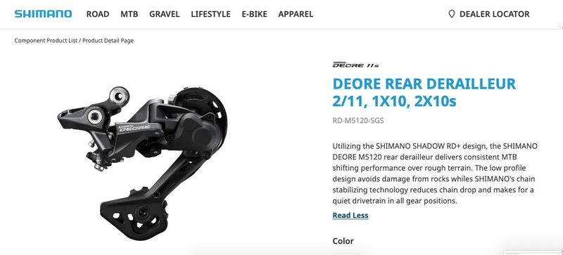 Shimano přehazovačka RD-M5120 10/11s + řazení