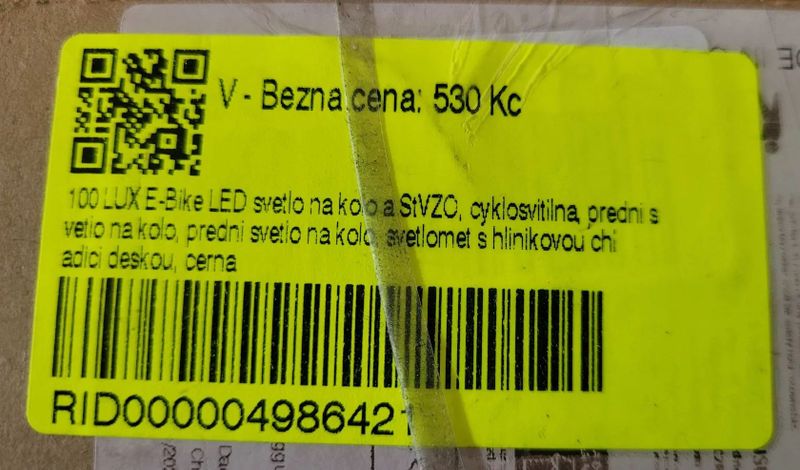 Prodám světlo na elektrokolo StVZO, napájení 8-48V, 120 Lux