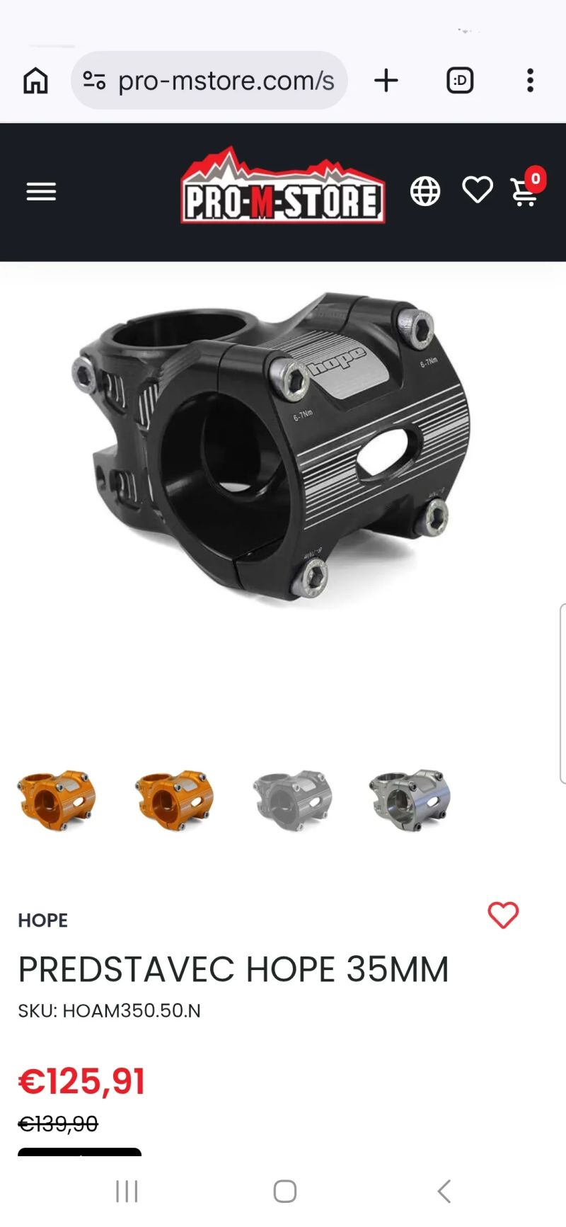 Predstavec Hope AM/Freeride 35mm / 35mm