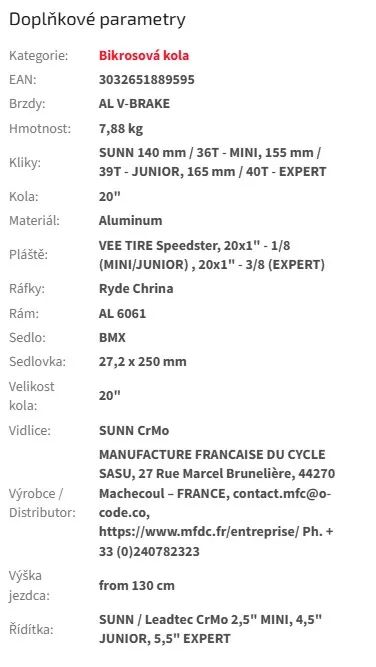 Bikrosové kolo Sunn Prince Mini