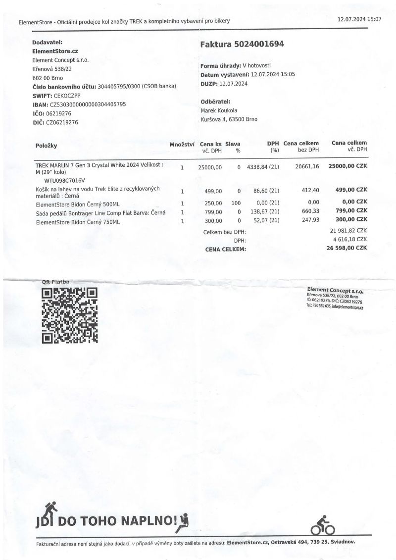 TREK MARLIN 7 Gen 3 Crystal White 2024 Velikost M (29" kolo)