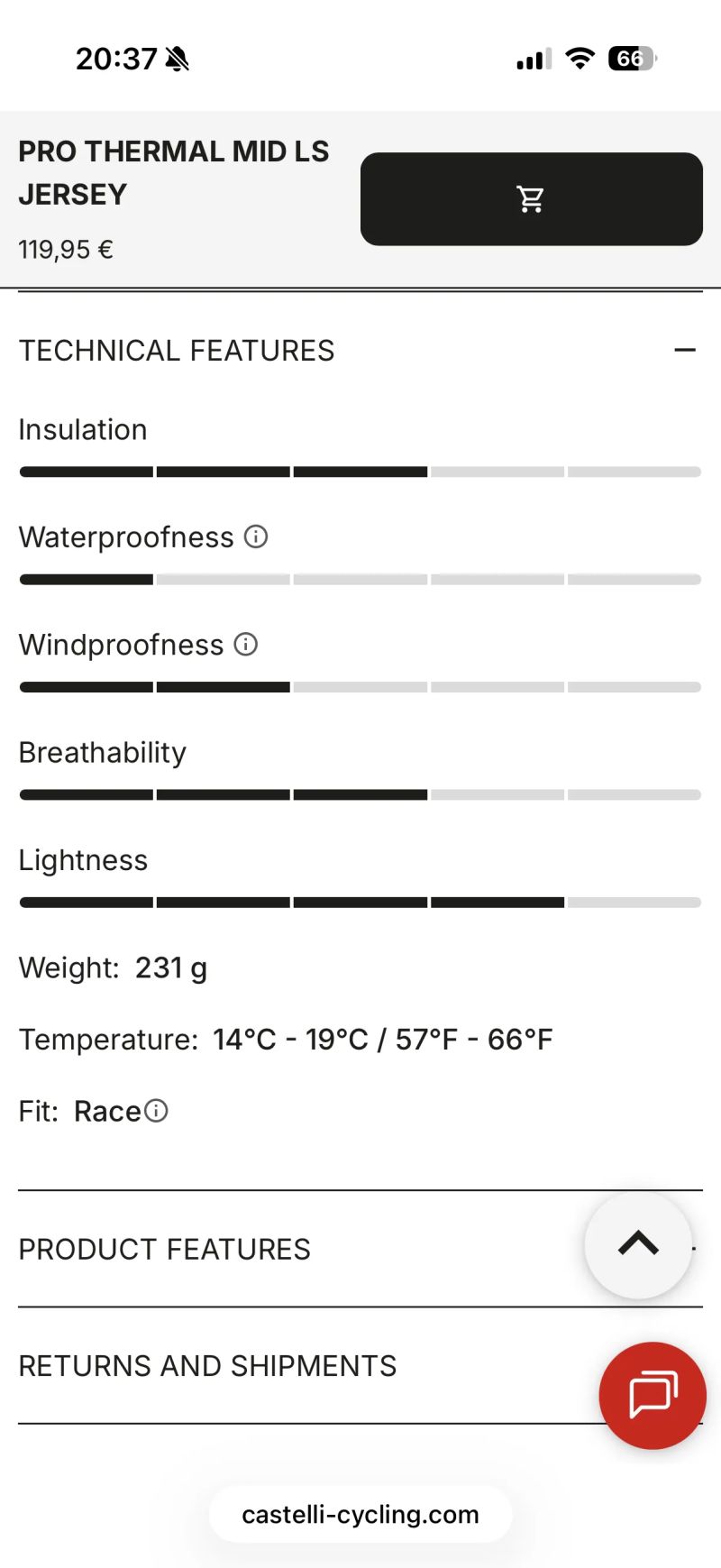 Castelli PRO THERMAL MID LS JERSEY