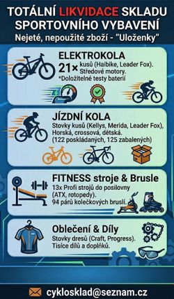 Likvidace skladu sportovního vybavení – vše nepoužité (uloženky)