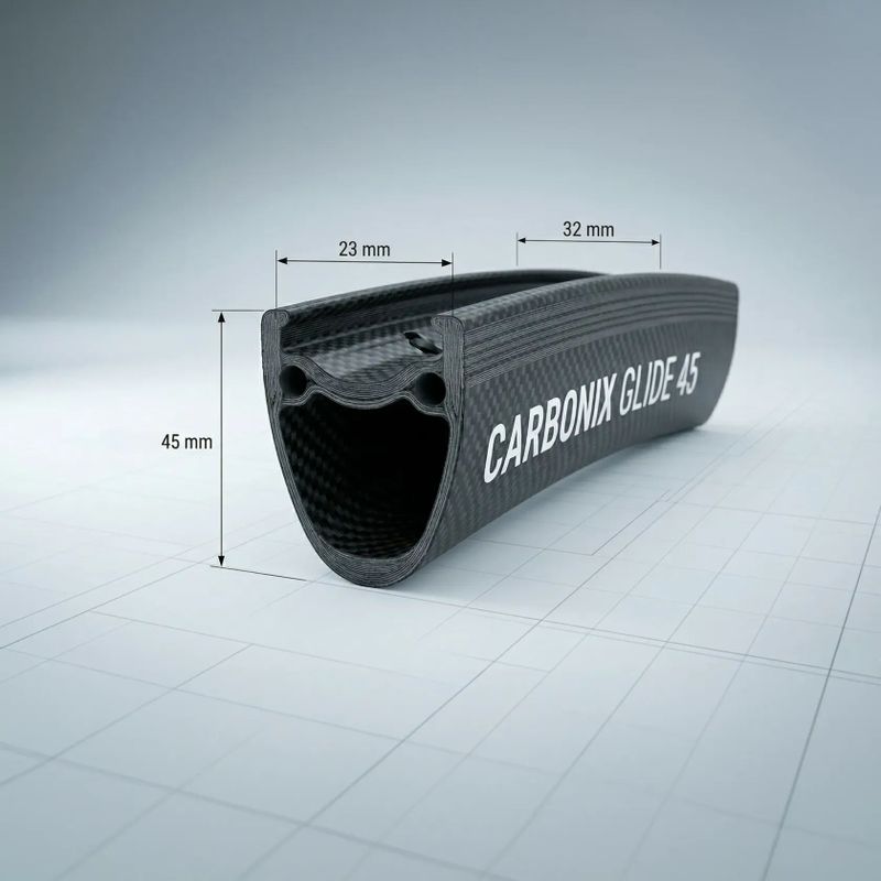Karbonová silniční aero kola – Carbonix GLIDE 45 | 23 mm vnitřní šířka | dráty Sapim | 1395 g