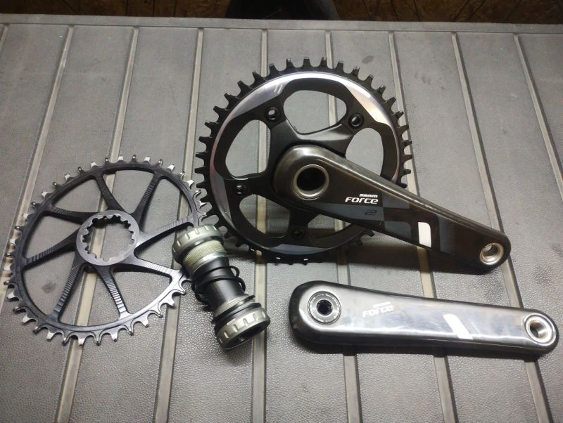 Kliky Sram Force gxp, převodník Garbaruk ovál, středové složení gxp 