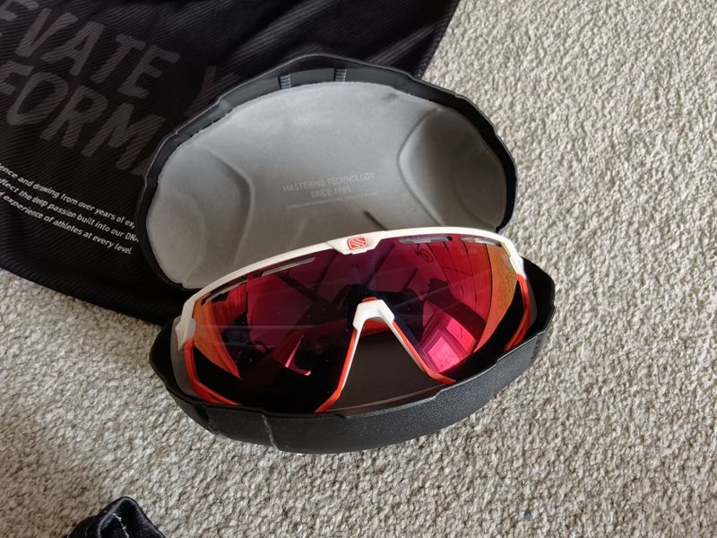 Brýle Rudy Project DEFENDER white gloss/ red fluo/multilaser red