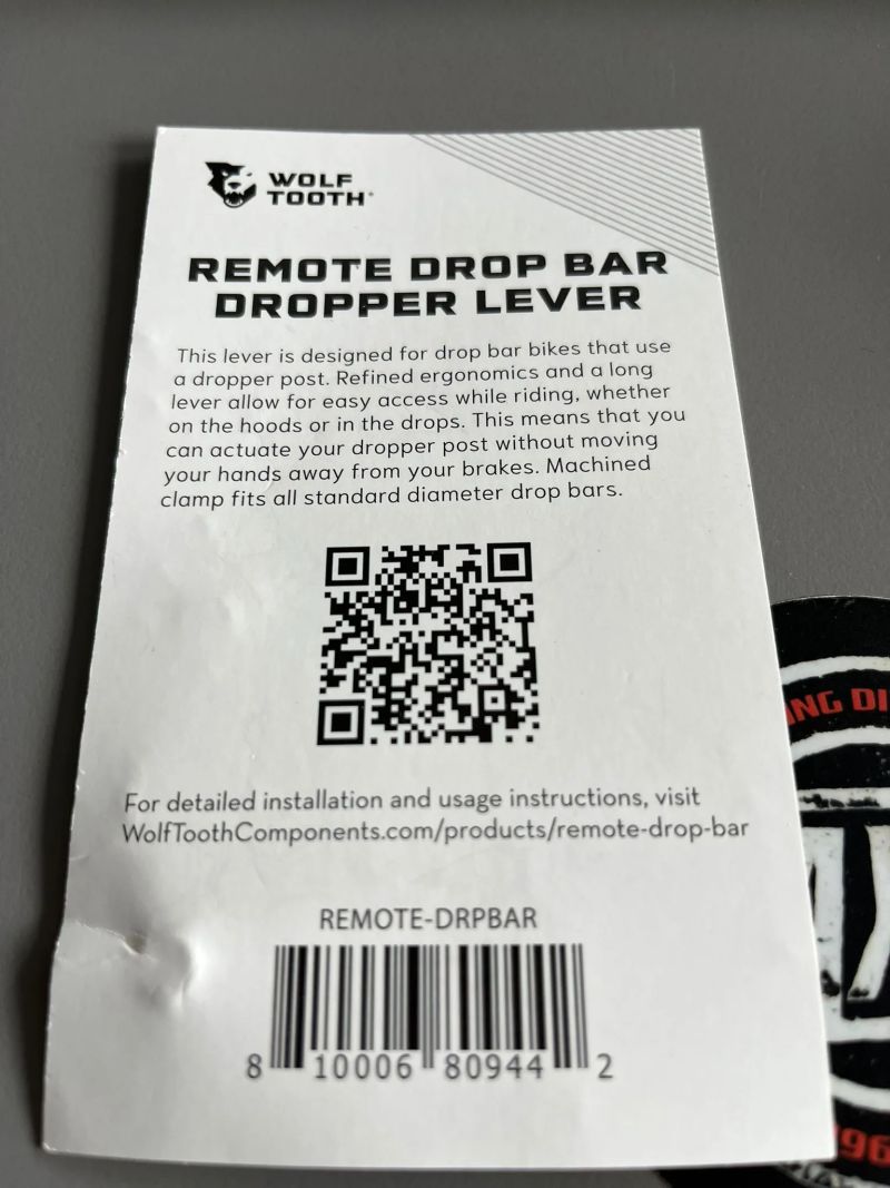 Nová gravel páčka ovládání teleskopické sedlovky "WOLF TOOTH REMOTE DROPBAR"