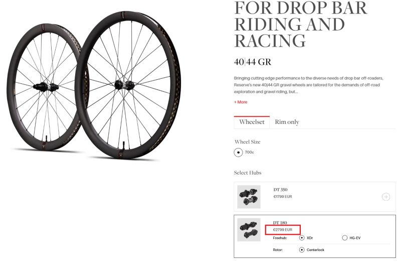 Reserve 40/44 GR na nábojích DT Swiss 180 s keramickými ložisky