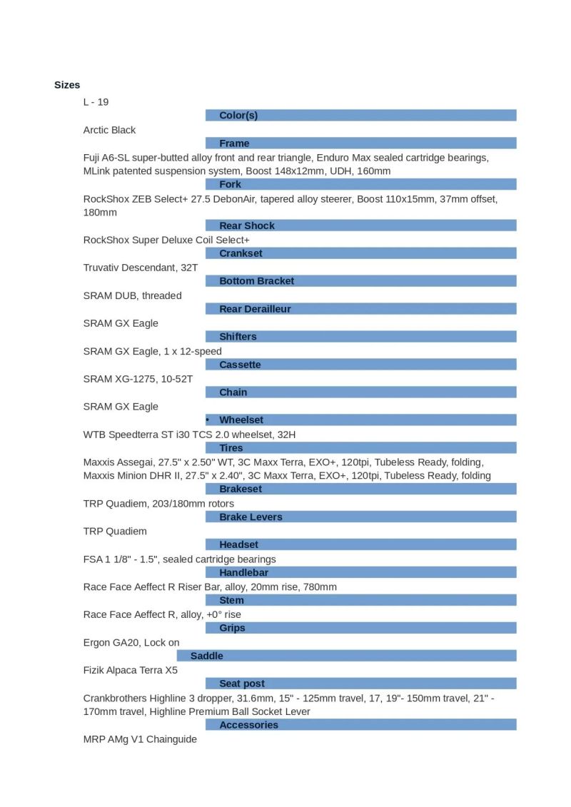 Fuji AURIC 27,5 LT 1.1 velikost L