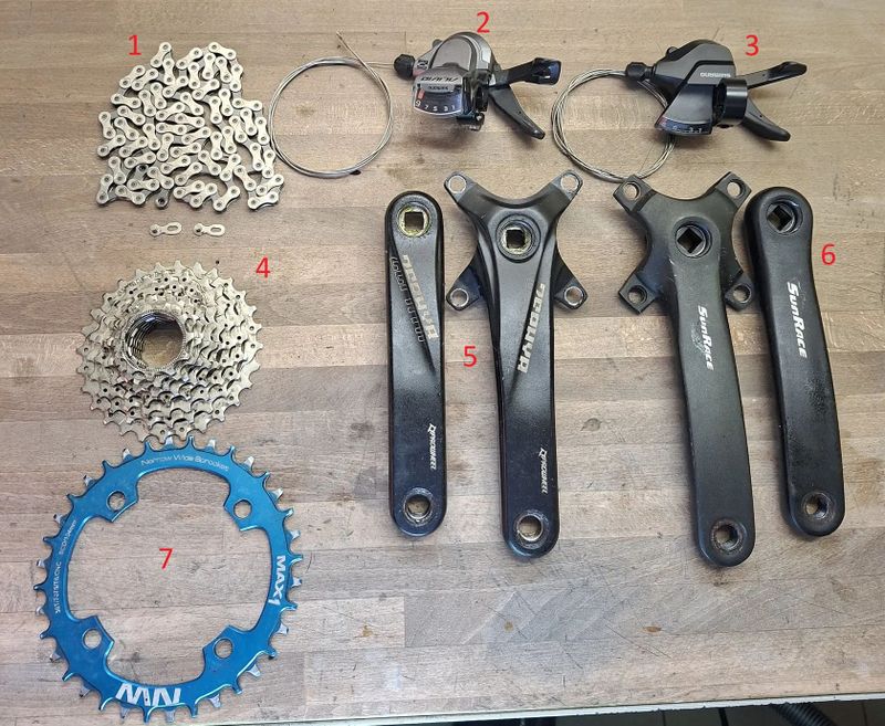 směs dílů na kolo - viz foto