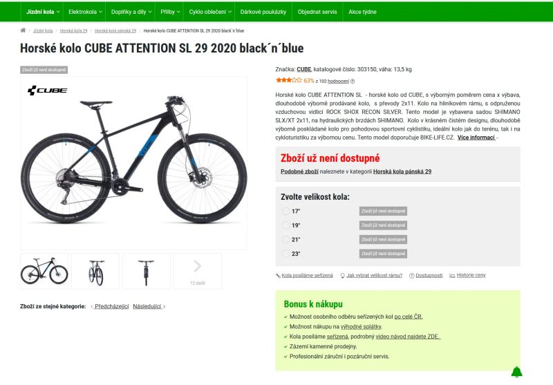 Horské kolo CUBE Attention SL 29 (2020) – skvělá výbava, RockShox