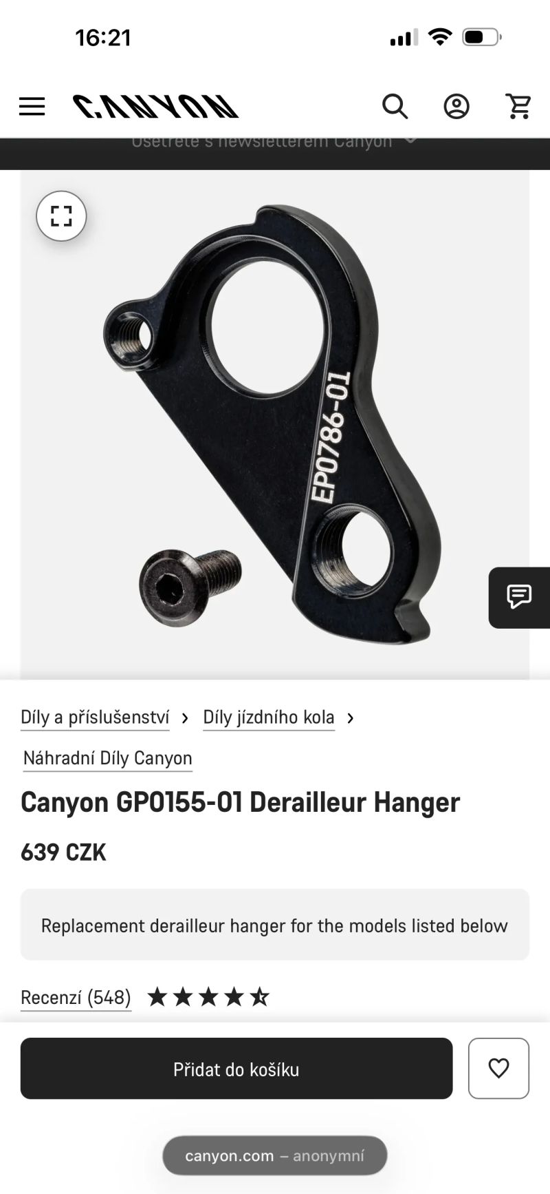 Patka přehazovačky Canyon GP0155-01