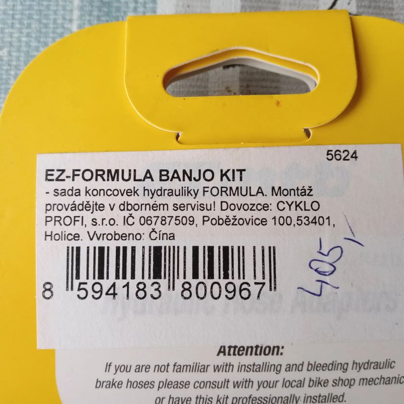 Banjo kit sada kotoučové brzdy Formula 2x