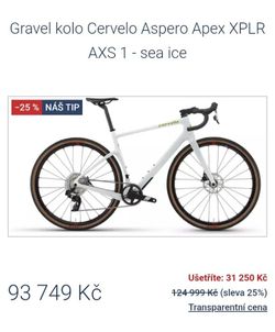 Gravel kolo Cervelo Aspero Apex XPLR AXS 1 - sea ice, velikost rámu 54