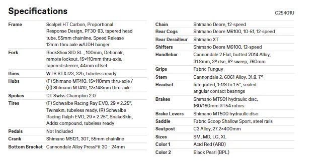 Cannondale Scalpel HT Carbon 4 - Deore XT