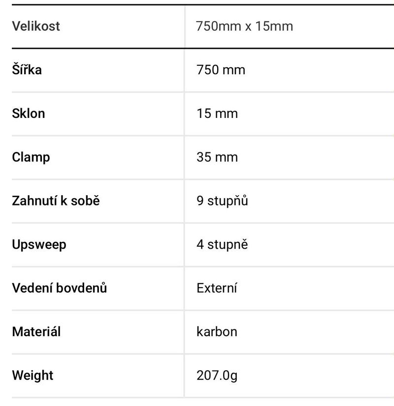 Prodám MTB karbonové řídítka 750mm a představec Bontrager 60mm