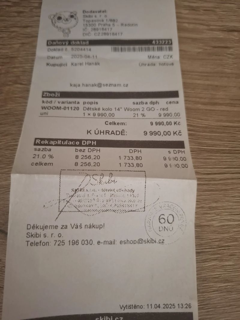 Dětské kolo 14" Woom 2 GO - red