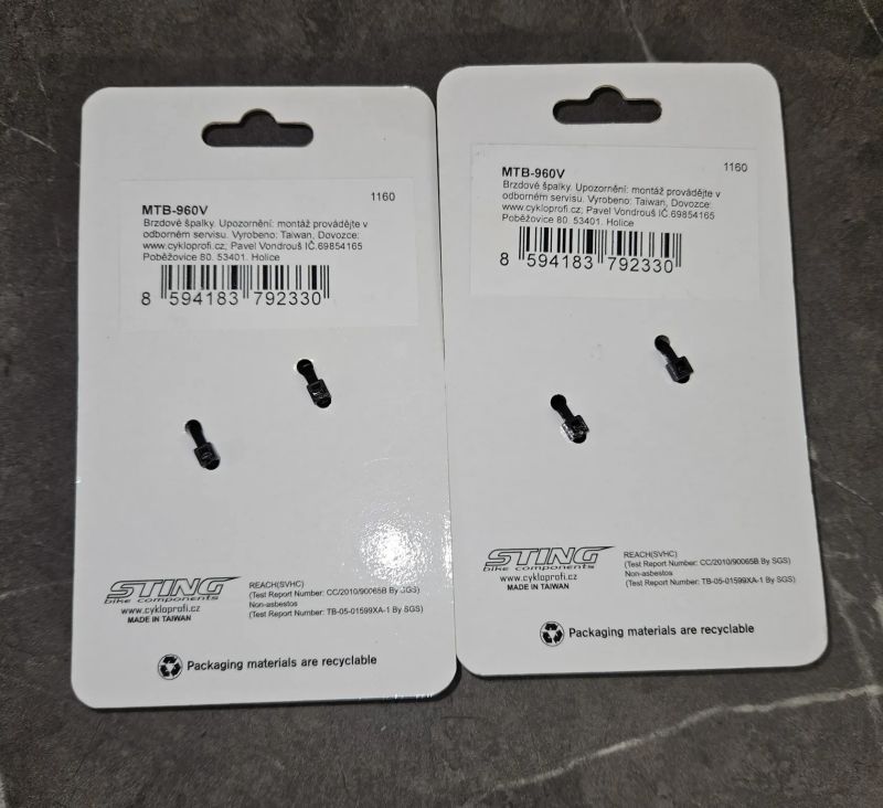 2x balení MTB-960V brzdové špalky Sting