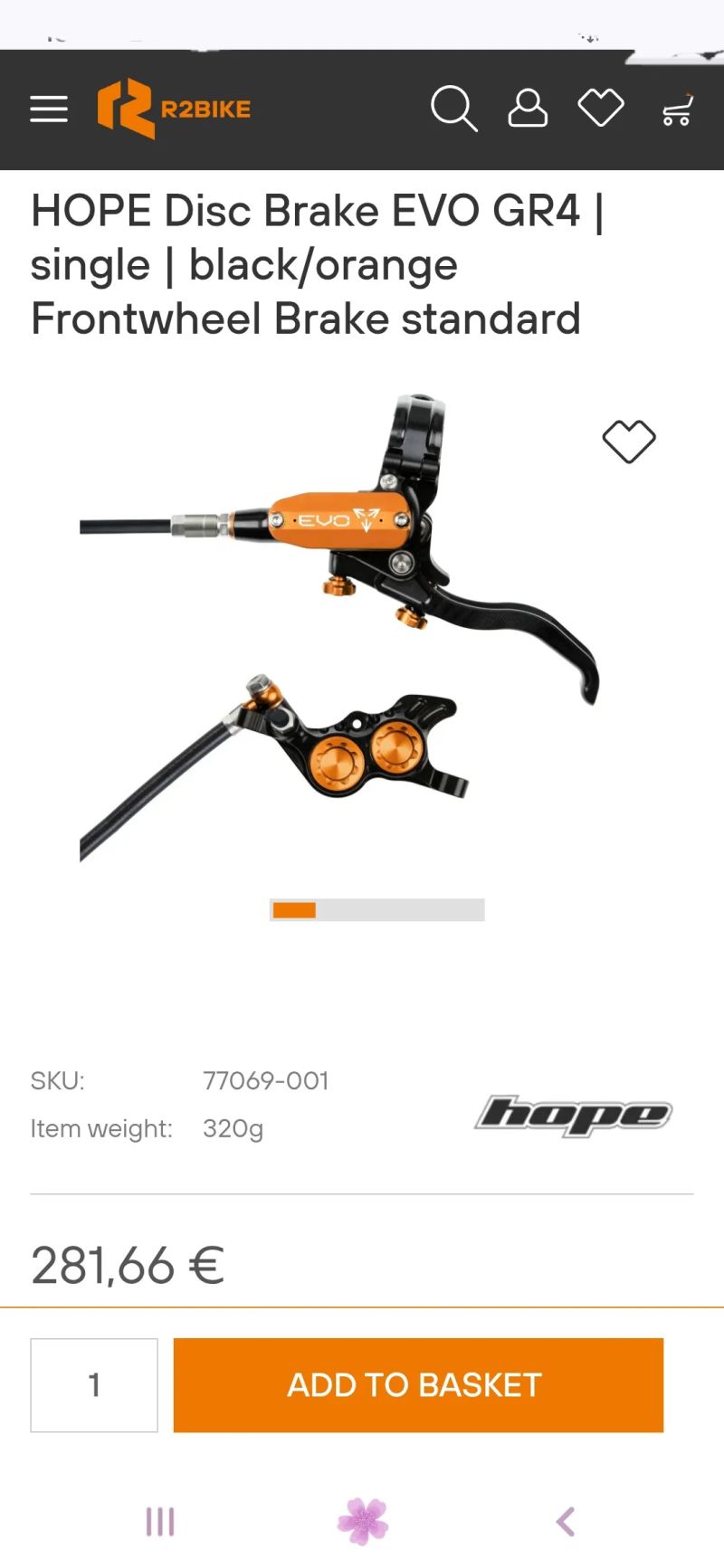 Novinka Hope Tech EVO GR4 Brake Set Black Orange