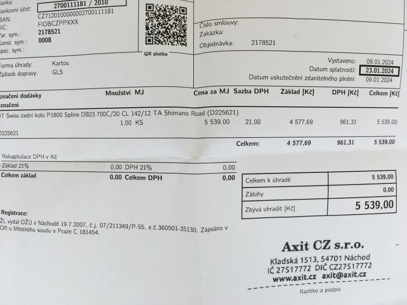 DT Swiss P1800 23, š. 20 mm, HG