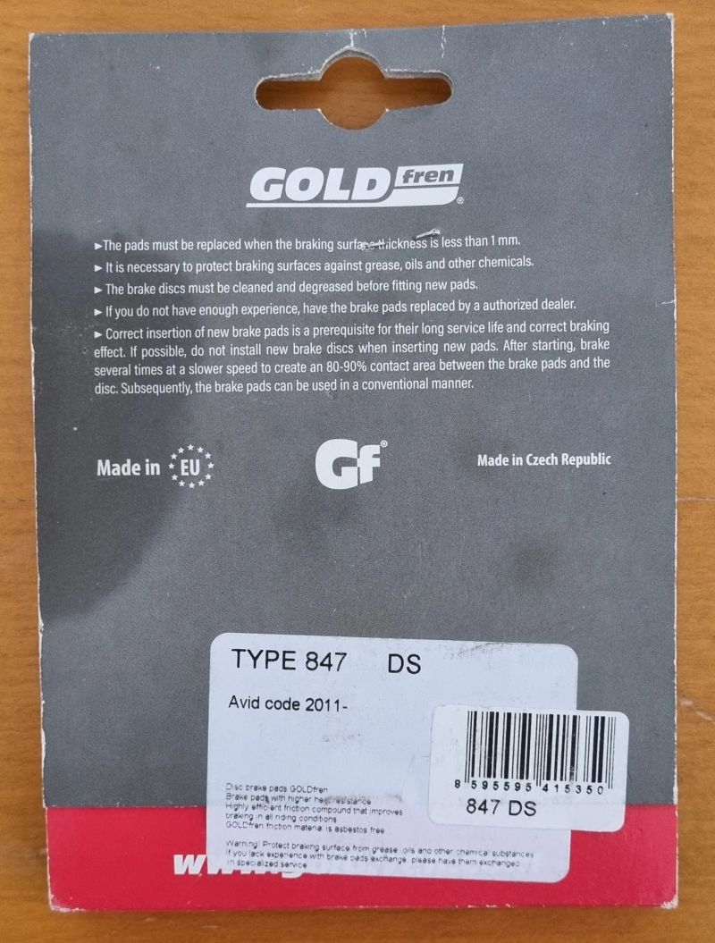 Brzdové destičky GOLDfren 847