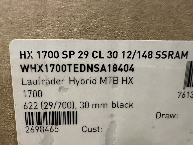 DT Swiss HX 1700 Spline 29", ořech SRAM XD, Centerlock, náboj DT 350 Hybrid, nová, záruka 2 roky