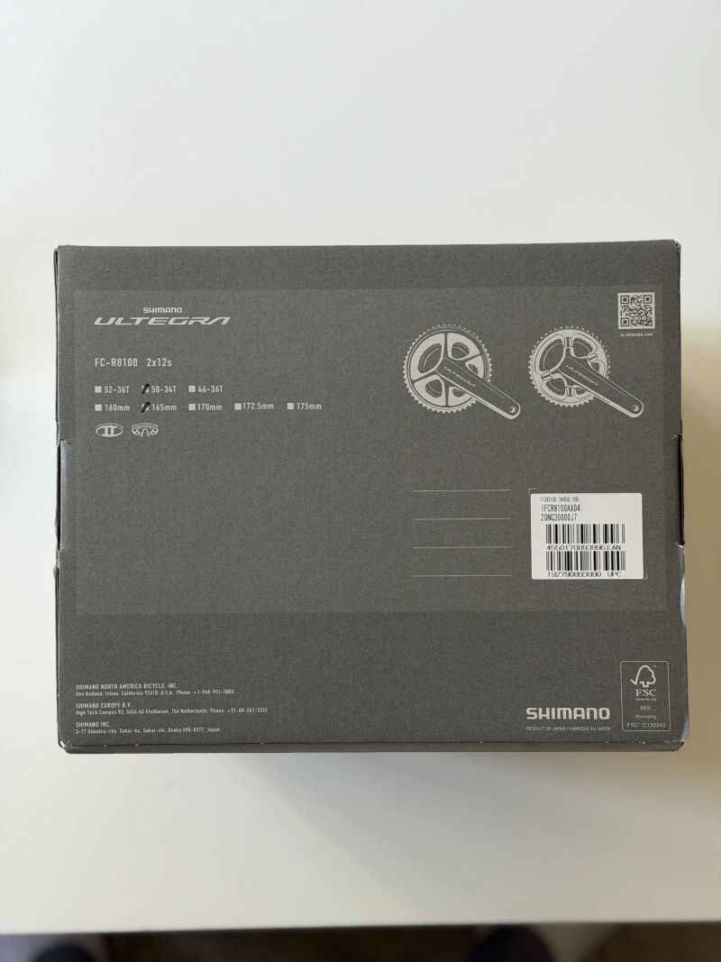 Kliky Shimano Ultegra R8100 12s Hollowtech II, 165 mm/50/34t