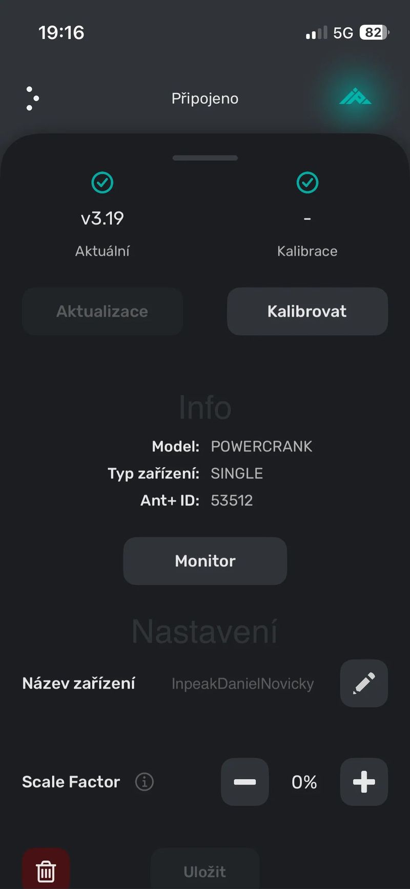 InPeak wattmeter na levé klice