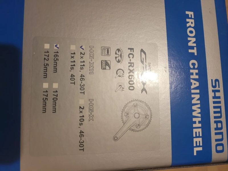 Shimano GRX FC-RX600 kliky 2x11 sp. s převodníky 46/30 zubů 165mm