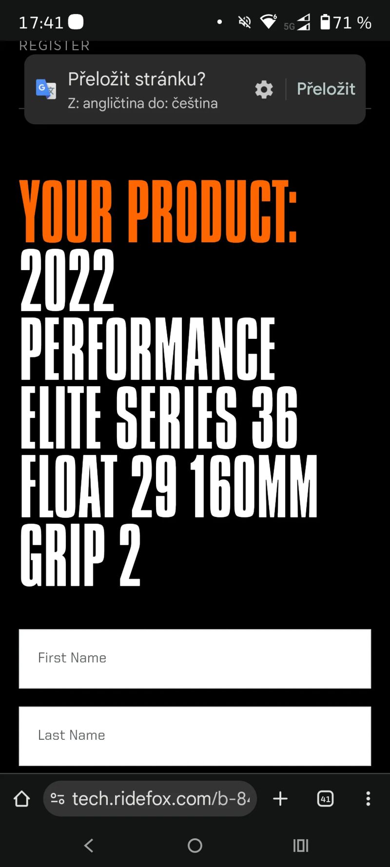 Fox 36 performace elite 29" 160mm