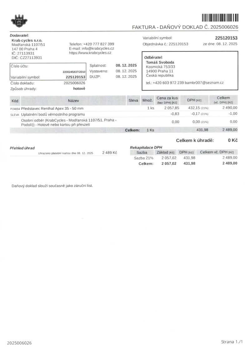 Představec RENTHAL Apex 35 - 50mm