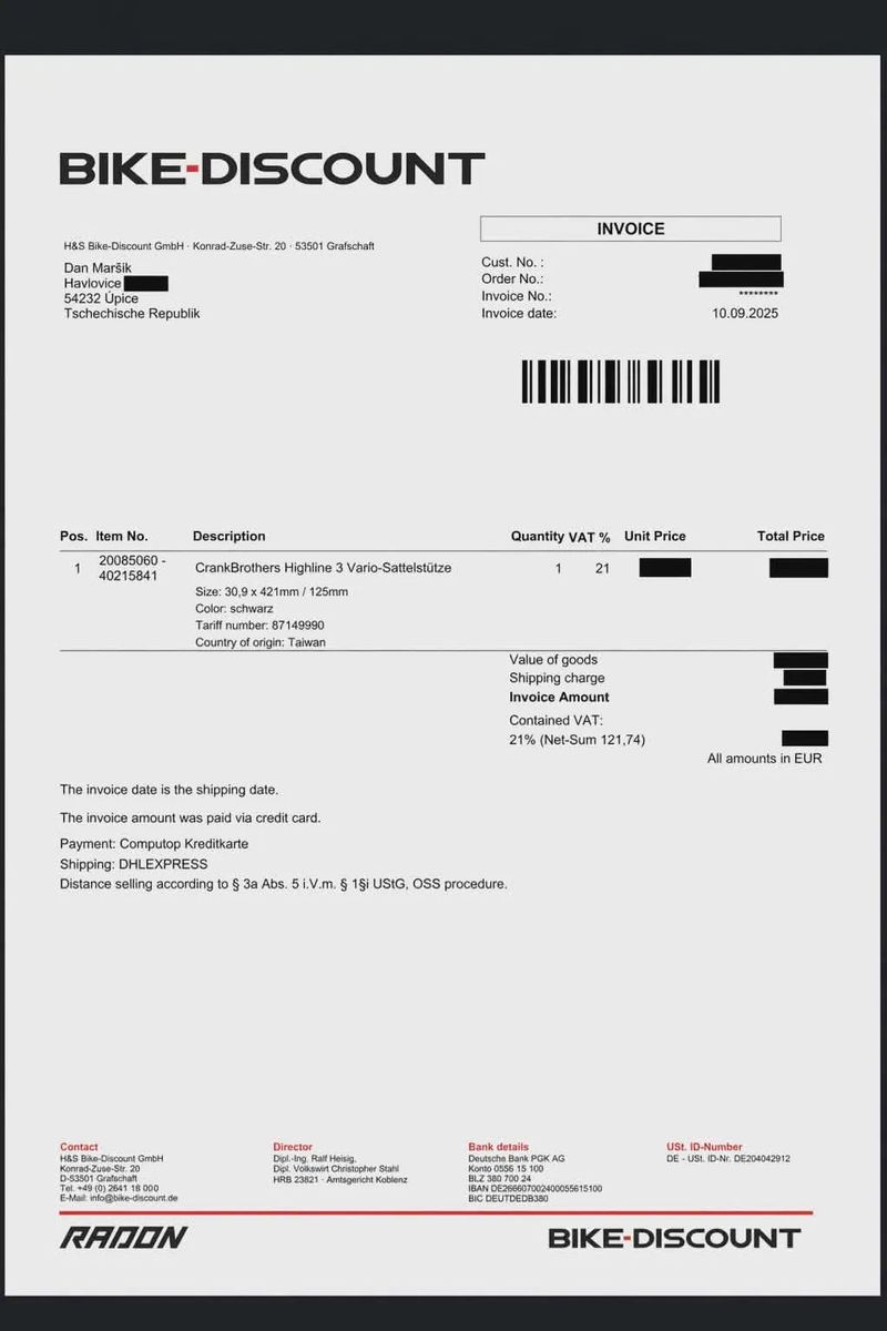 Crankbrothers Highline 3 – teleskopická sedlovka 30.9 / 125 mm - záruka