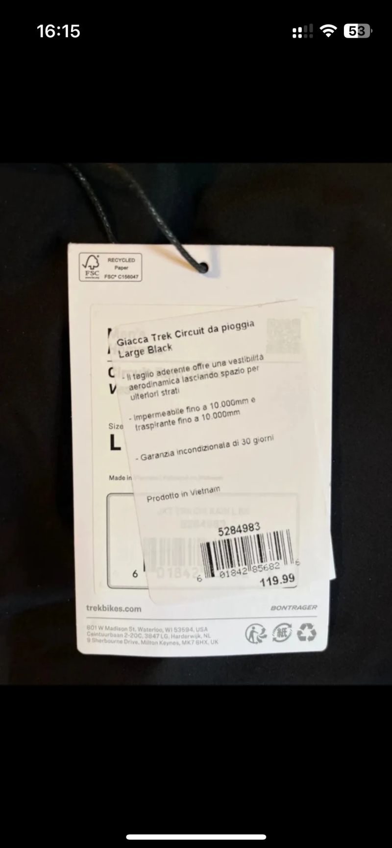 Trek Circuit Rain - bunda do deště, vel. L