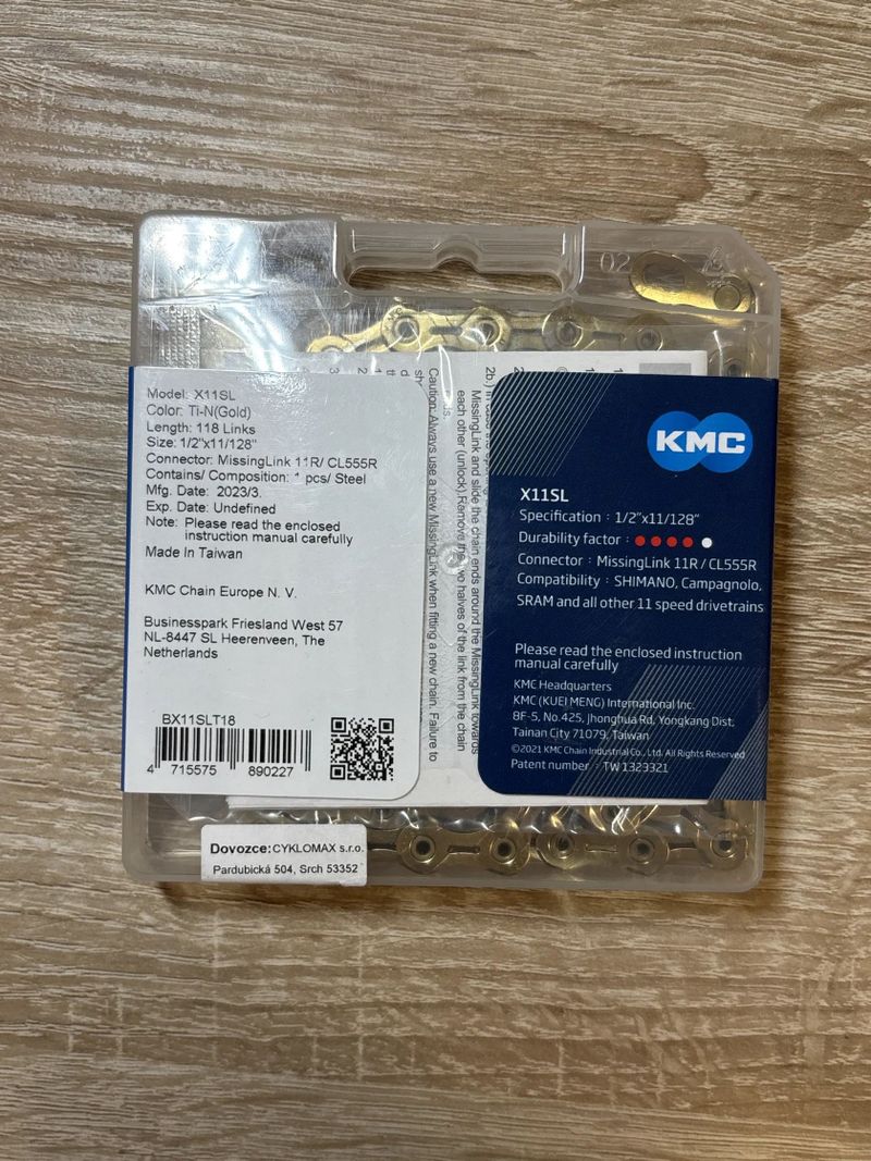 Silniční řetěz KMC 11s - zlatý