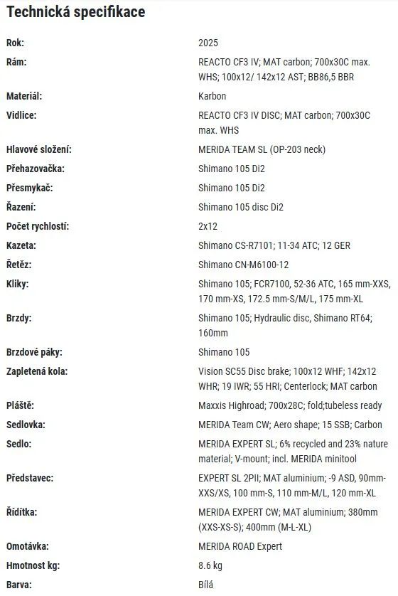 MERIDA Reacto 6000 Teal/Pearl (Team), velikost L, 2025