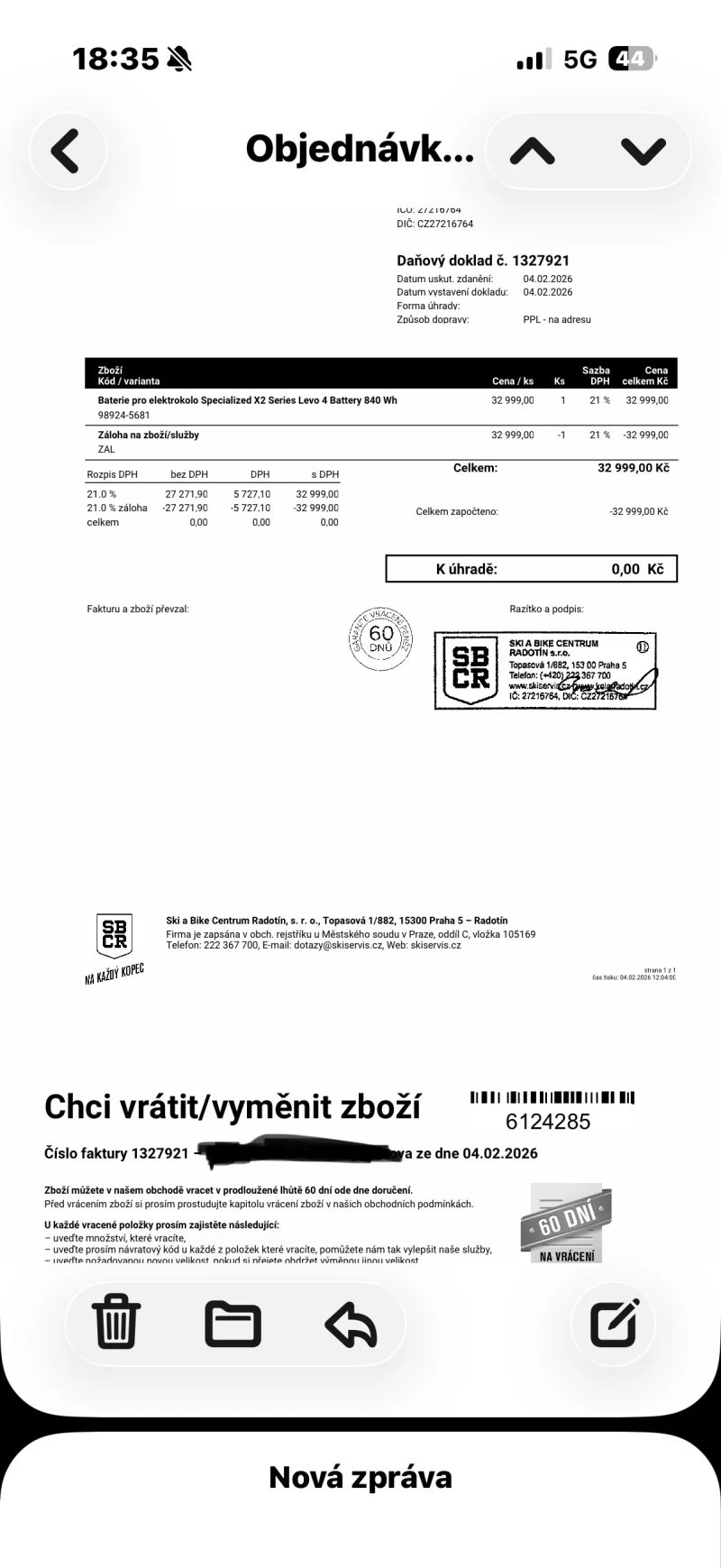 Nová baterie k elektrokolu Specialized X2 Series Battery 840WH, 2026