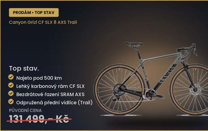 Canyon Grizl CF SLX 8 AXS trail (výměna za prémiové elektrokolo možná)