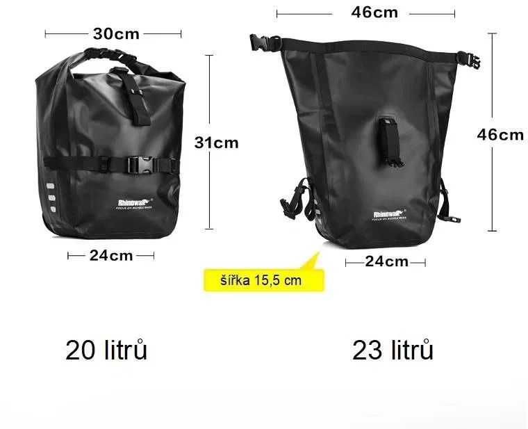 Rhinowalk brašna na kolo na nosič RK19663BY 20l/23l černo-žlutá nebo černá