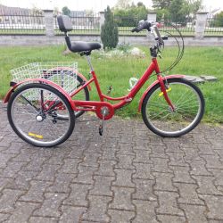 24 palcová 7rychlostní tříkolka pro dospělé. Skládací kolo s nákupním košíkem a LED světlem.