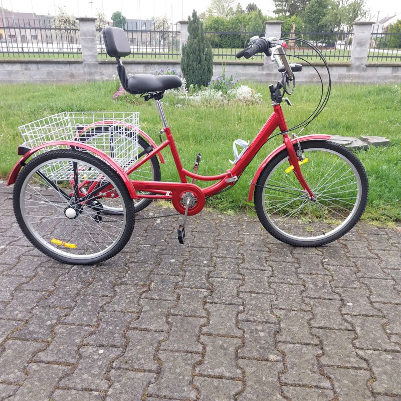 24 palcová 7rychlostní tříkolka pro dospělé. Skládací kolo s nákupním košíkem a LED světlem.