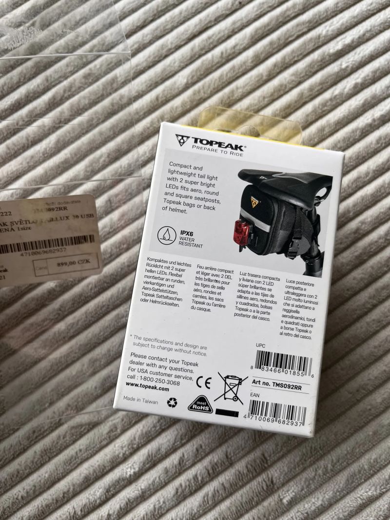 TOPEAK SVĚTLO TAILLUX 30 USB ČERVENÁ