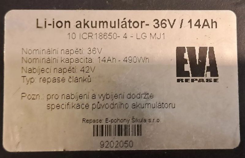 akumulátor do elektrokola - na nosič - 14 Ah