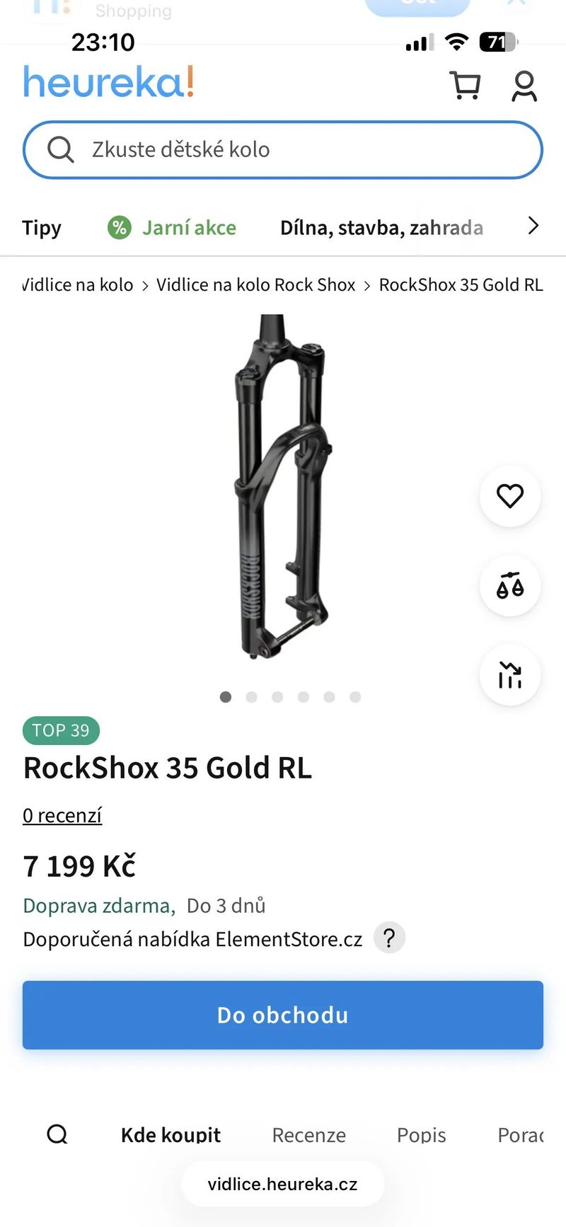 Vzduchová vidlice RockShox 35 Gold RL 29" – zdvih 140mm, Boost, dlouhý krk