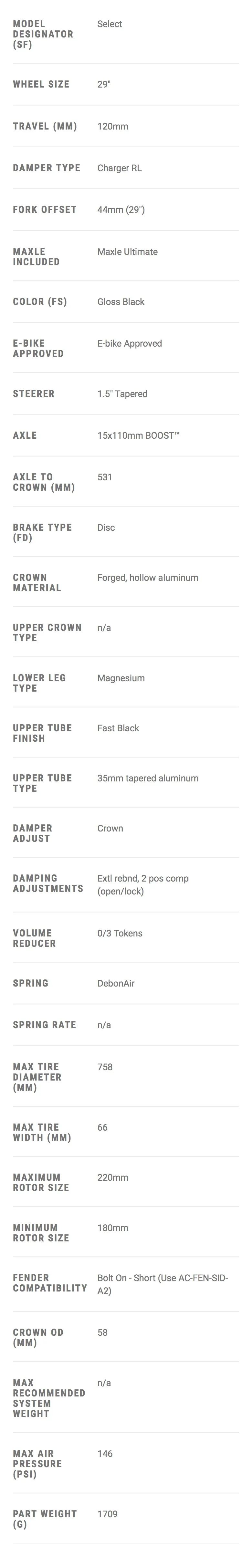 Rock Shox Sid 35 Select 120 mm C1 z korunky