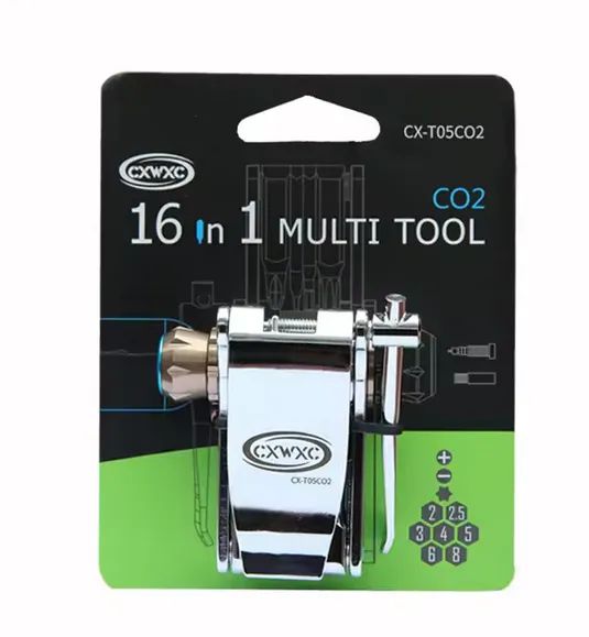 Bike Tool Mini 16 v 1 – multifunkční nástroj s CO₂ huštěním