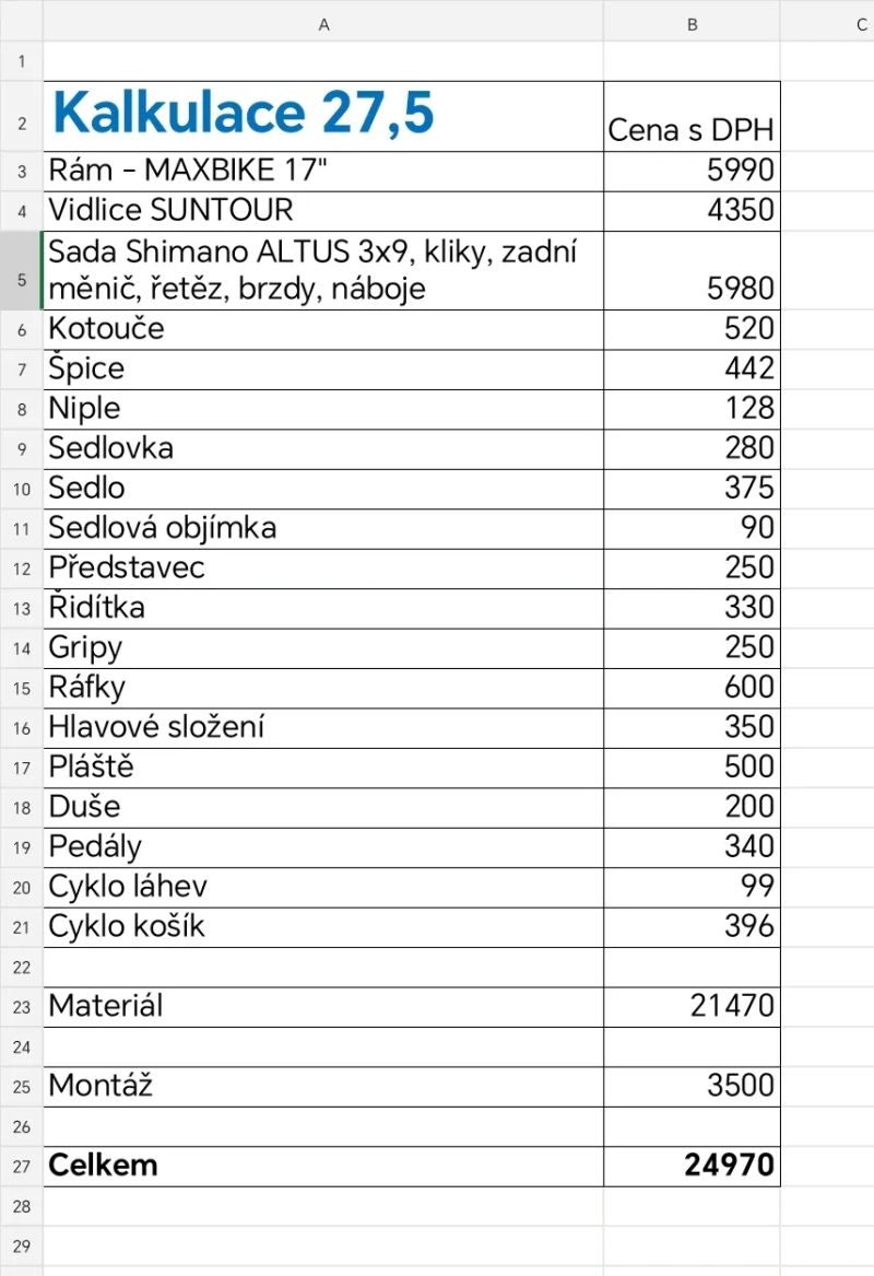 Maxbike kolo stavěné na míru